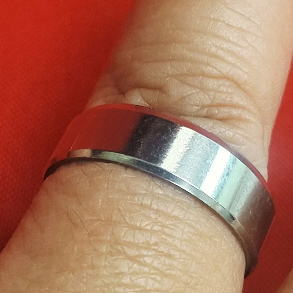 Stainless Steel Wide Band Ring Size 22 Silver Tone Unisex